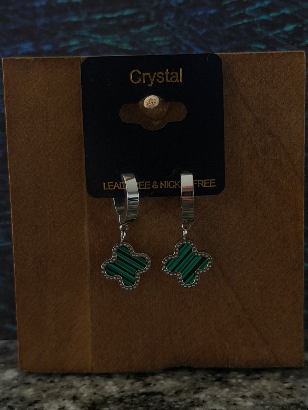 Green For Leaf Clover Huggie Snap Earrings - Silver Tone Mofit
